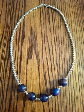 Sterling Silver Pearls With Sugilite Beads 18"